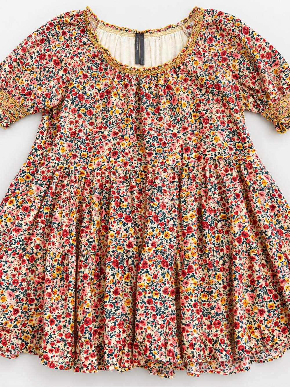 Anthropologie Puff Sleeve Floral Tunic Dress Size L